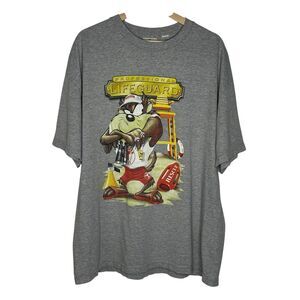 Vintage Taz Professional Lifeguard Shirt Men’s 2XL Gray Looney Tunes 2000 Y2K